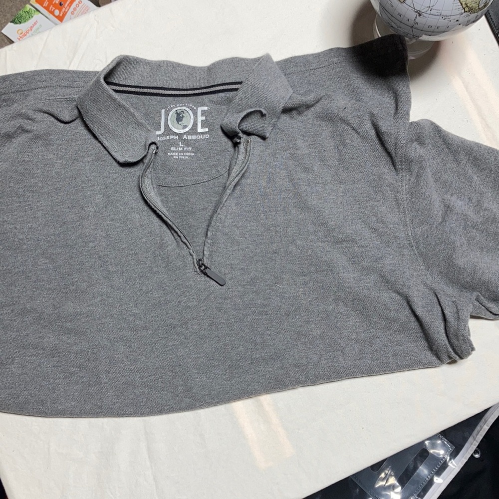 Men’s Grey Zip Slim fit Cotton Polo Shirt